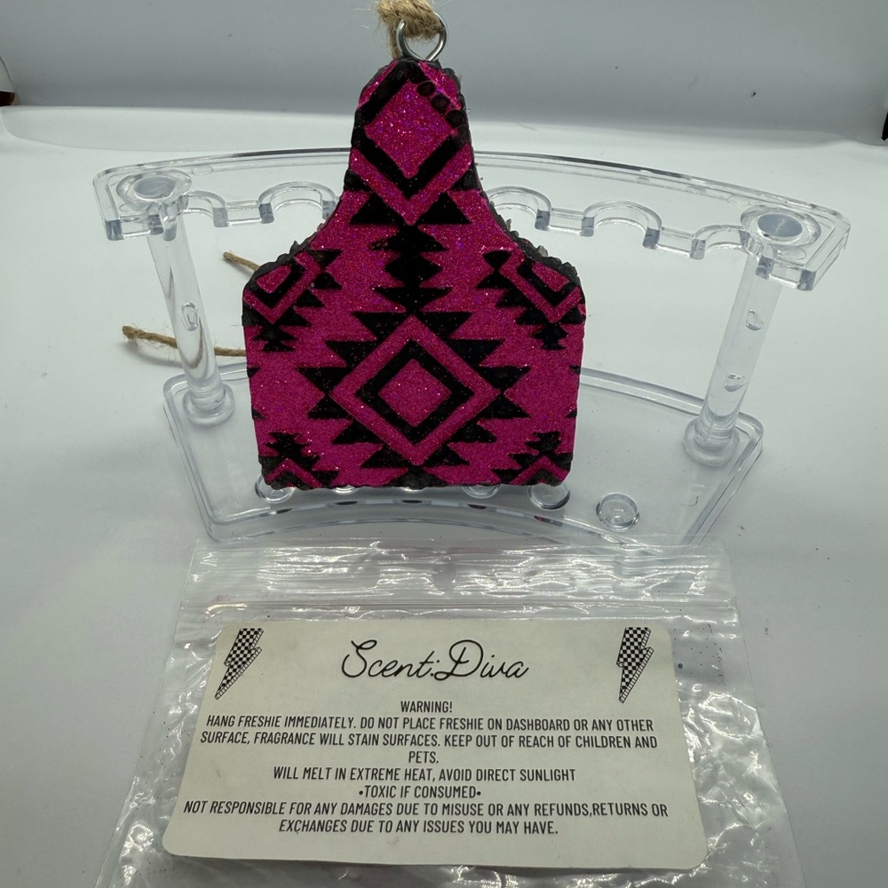 Pink and Black Geometric Car Freshener